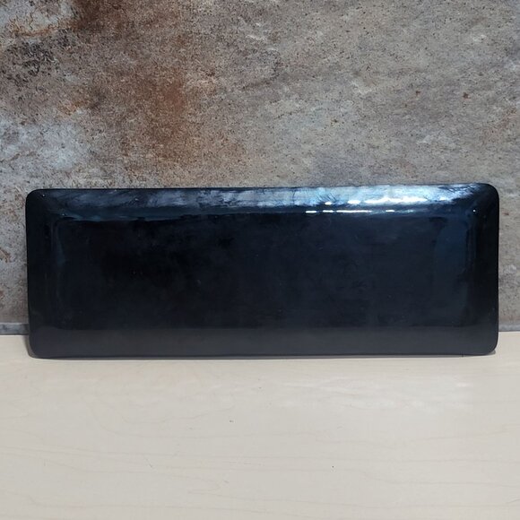 Vintage Enamel Rectangular Dish With Wave and Crane Motifs - Picture 3 of 8